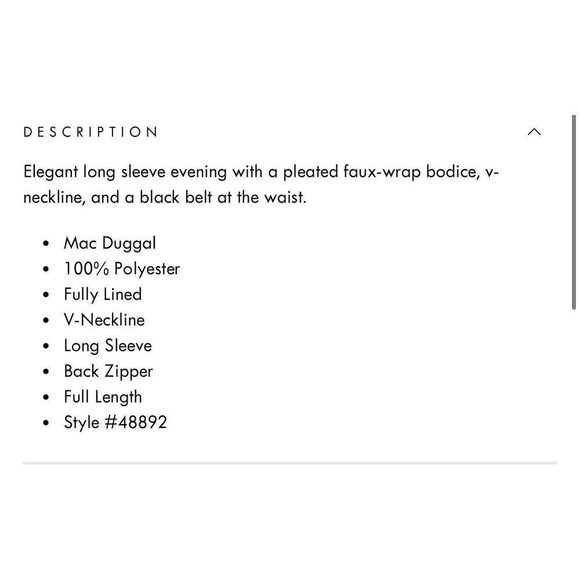 Mac Duggal NWT size 18W shimmering v neck long sleeve gown 48892 plus size mothe - Picture 14 of 16